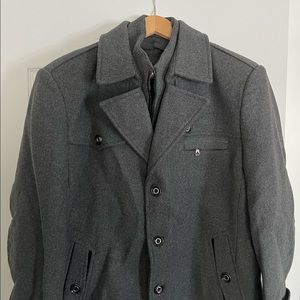 Large, men’s, gray, wool pea coat. Never been worn.